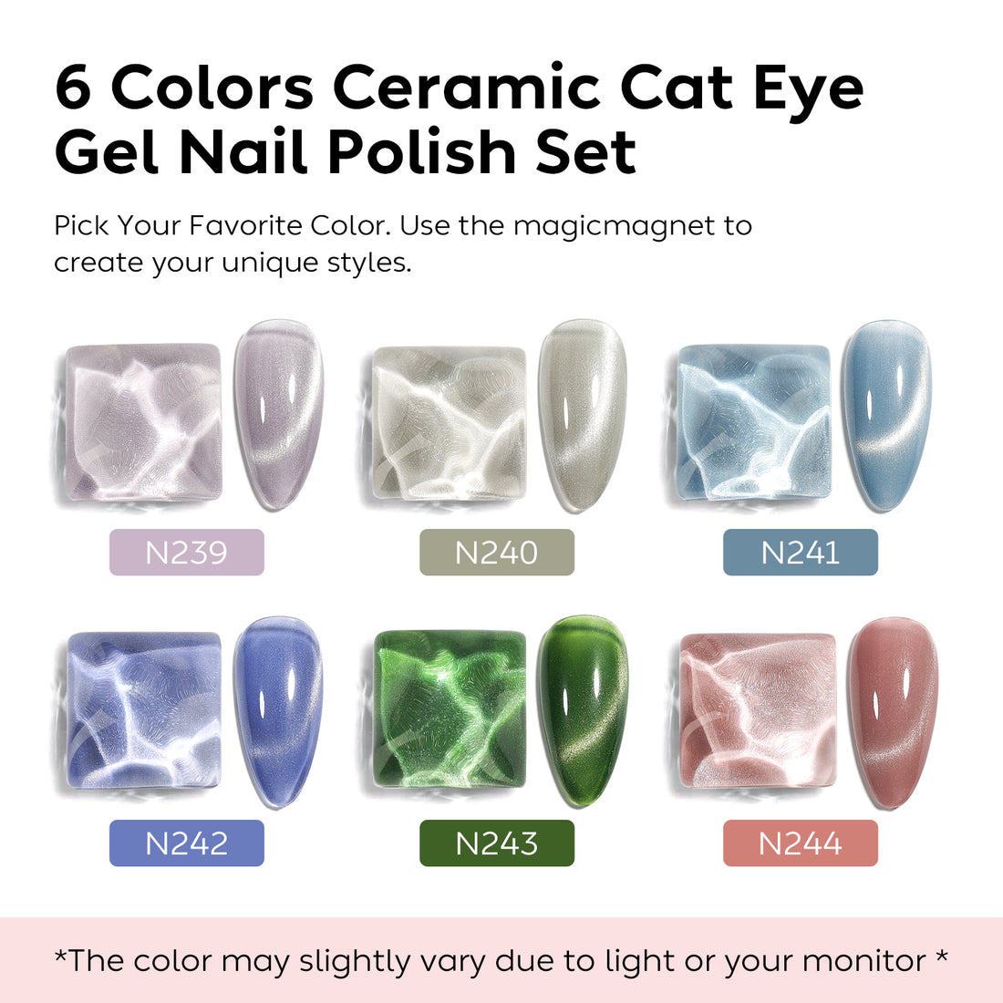 6-31 NiceDeco HEMA-Free Cat Eye Gel Polish Set (8ml*6)