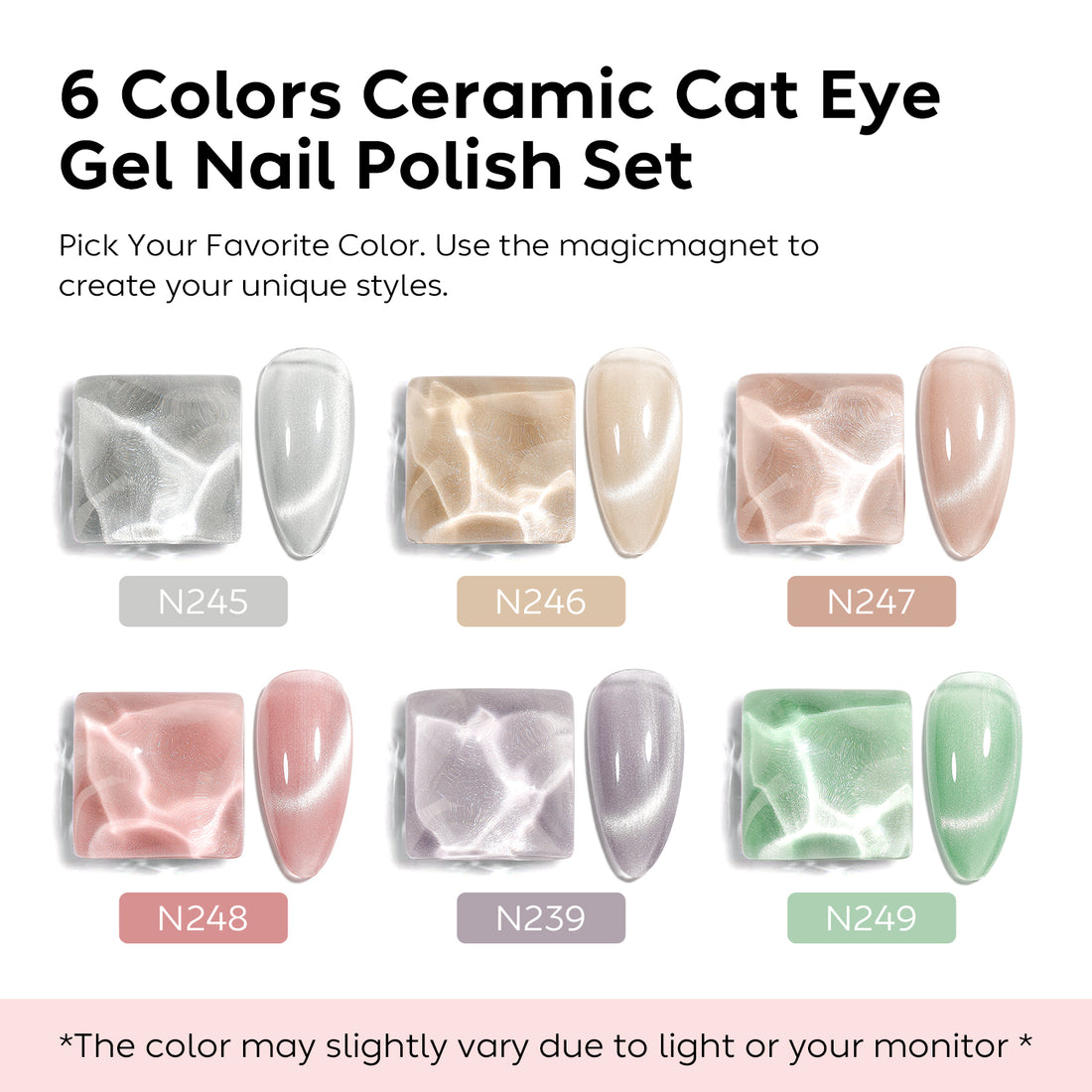 6-32 NiceDeco HEMA-Free Cat Eye Gel Polish Set (8ml*6)