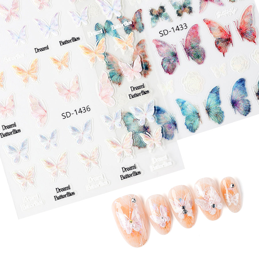 Nicedeco 15 Sheets Butterfly Nail Art Stickers 002