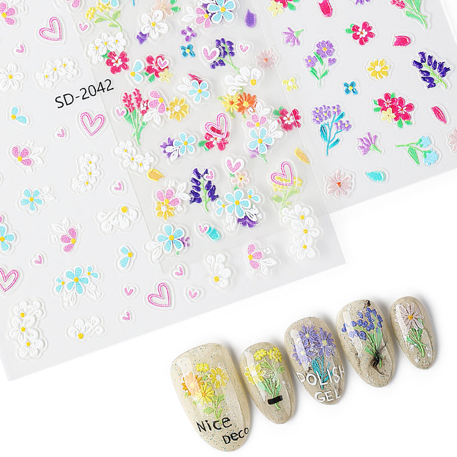 Nicedeco 15 Sheets Flower Nail Art Stickers 001