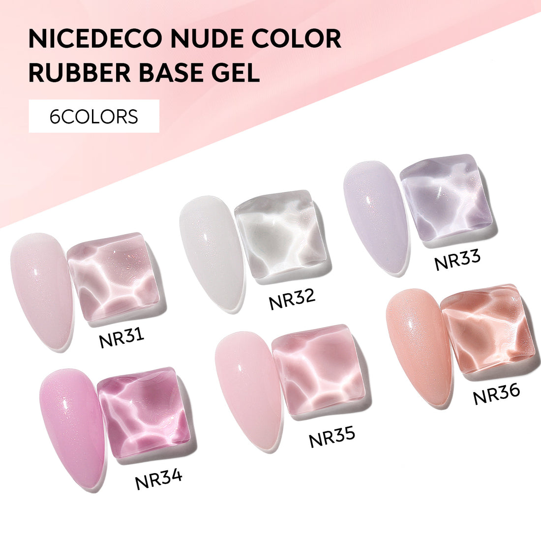 6-38 NiceDeco HEMA-Free Rubber Base Set (8ml*6)