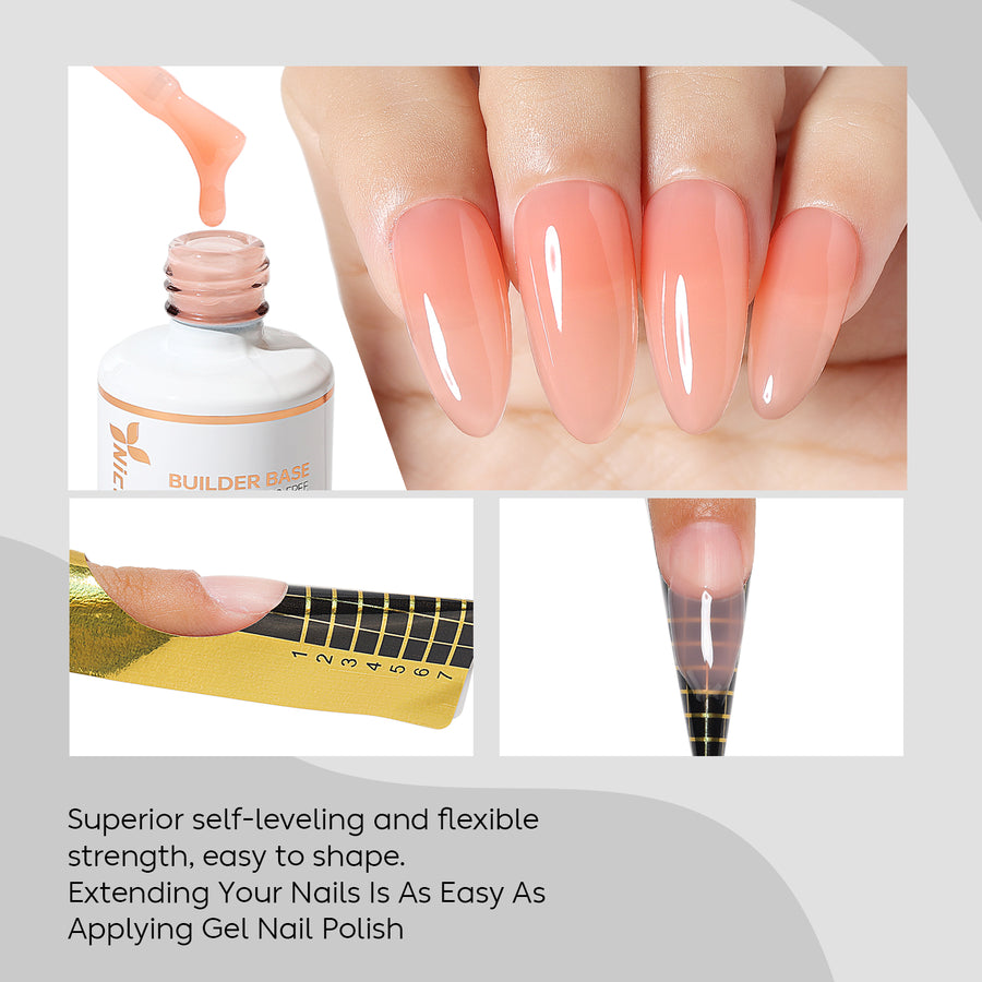 NiceDeco HEMA-free Gel Polish Set -  Base Coat + Top Coat + 8 in 1 Builder Base Gel (NB03)