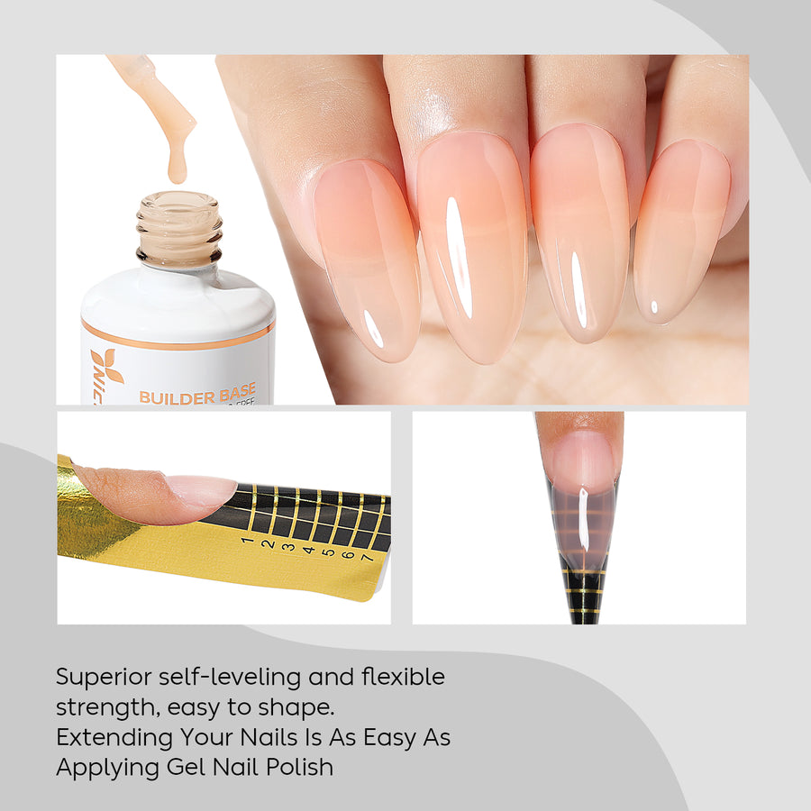 NiceDeco HEMA-free Gel Polish Set -  Base Coat + Top Coat + 8 in 1 Builder Base Gel (NB05)