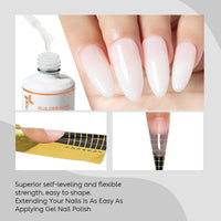 NiceDeco HEMA-free Gel Polish Set -  Base Coat + Top Coat + 8 in 1 Builder Base Gel (NB08)