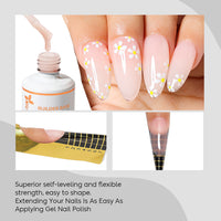 NiceDeco HEMA-free Gel Polish Set -  Base Coat + Top Coat + 8 in 1 Builder Base Gel (NB09)