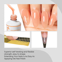 NiceDeco HEMA-free Gel Polish Set -  Base Coat + Top Coat + 8 in 1 Builder Base Gel (NB10)