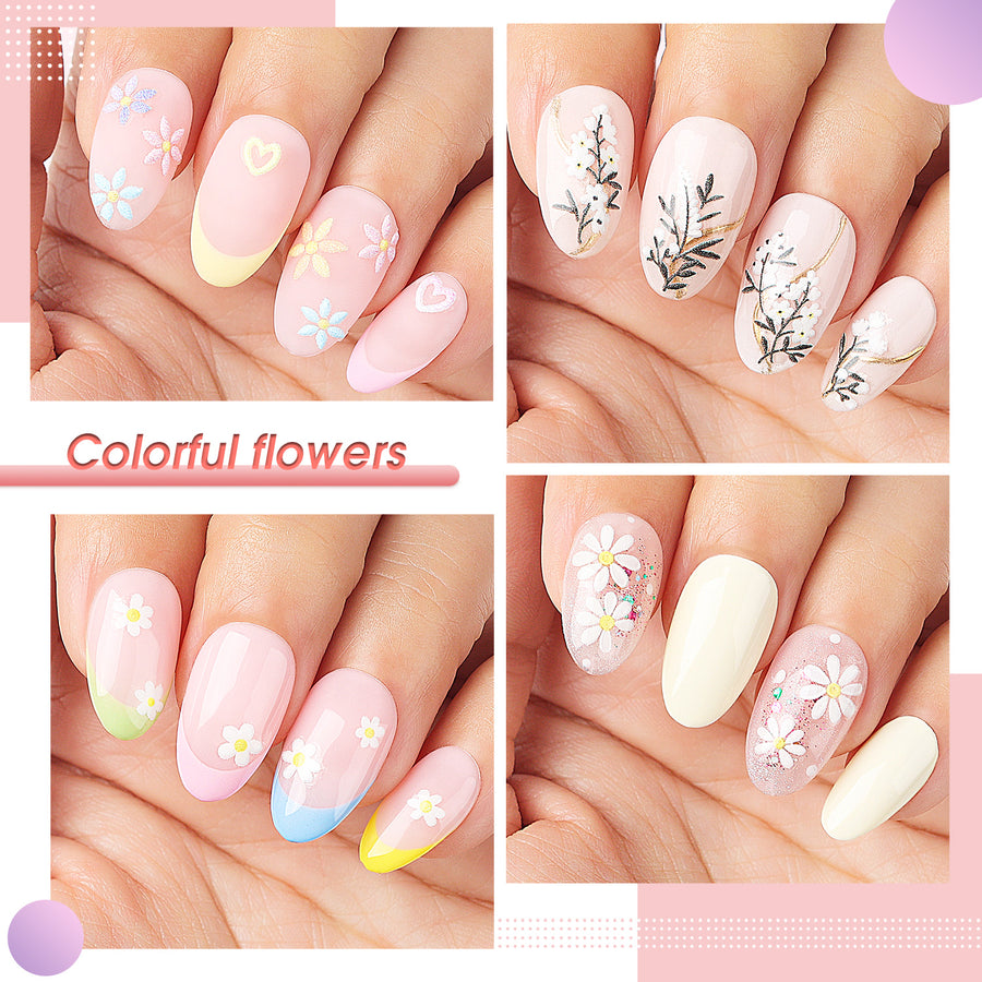 Nicedeco 15 Sheets Flower Nail Art Stickers 001