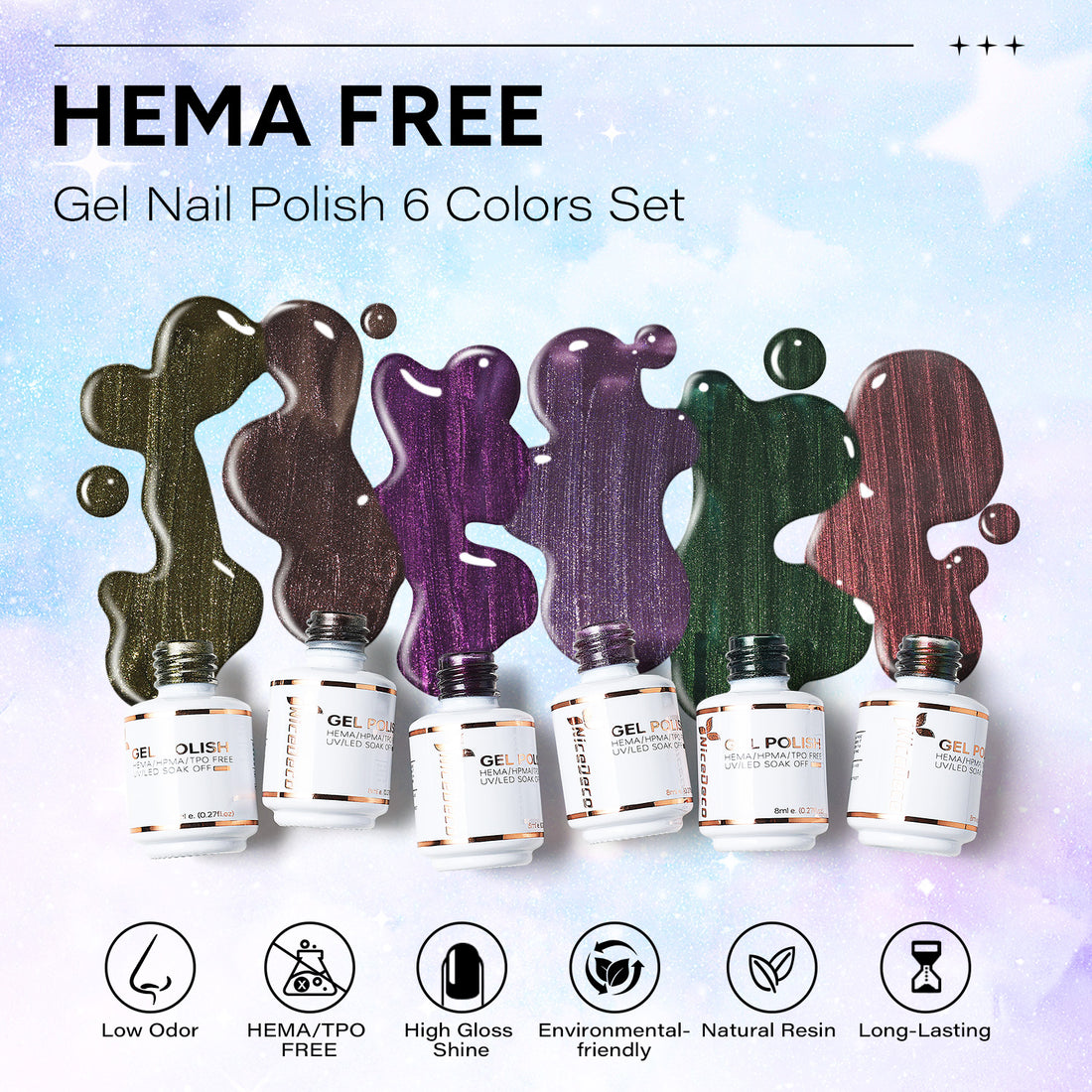 6-42 NiceDeco HEMA-Free Cat Eye Gel Polish Set