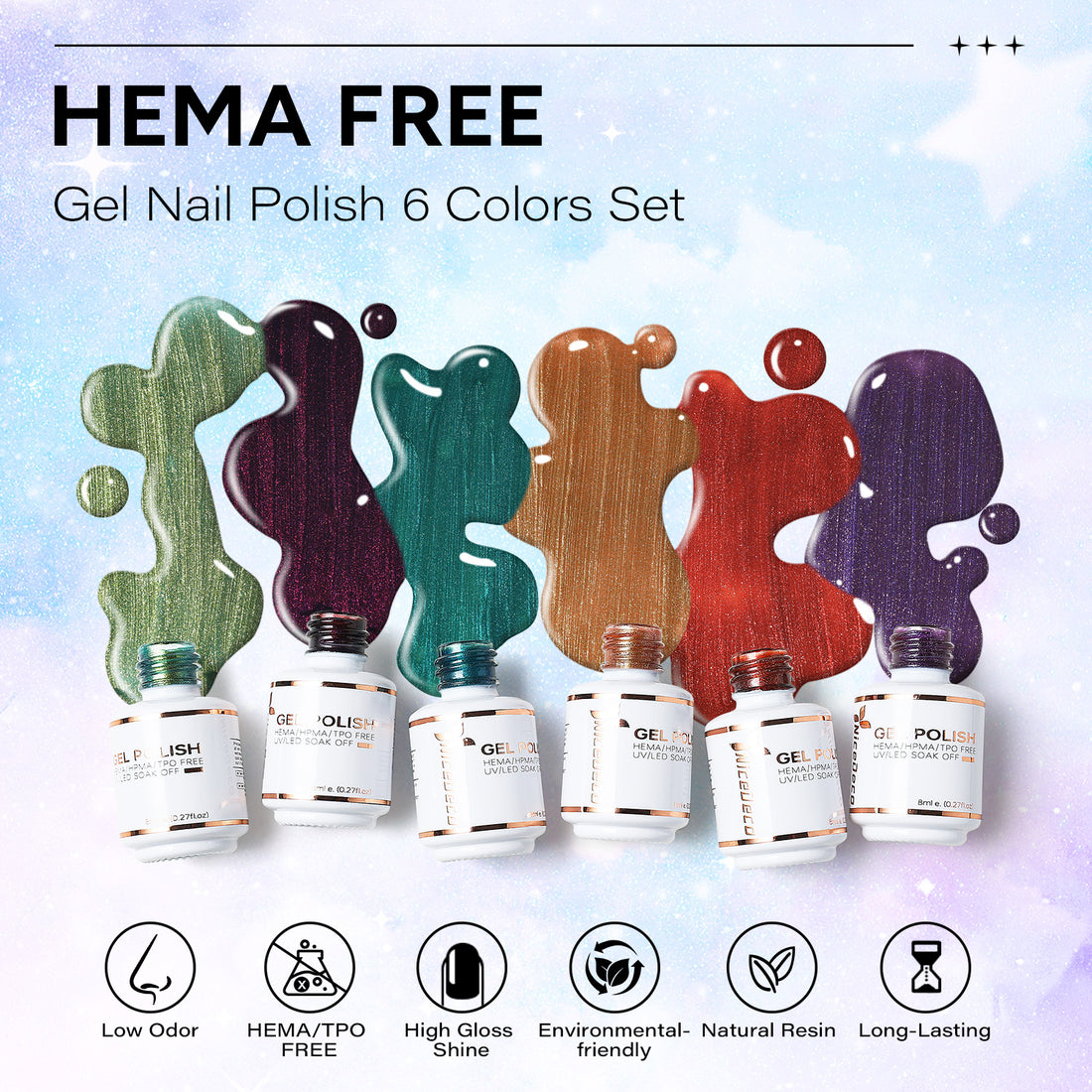 6-43 NiceDeco HEMA-Free Cat Eye Gel Polish Set