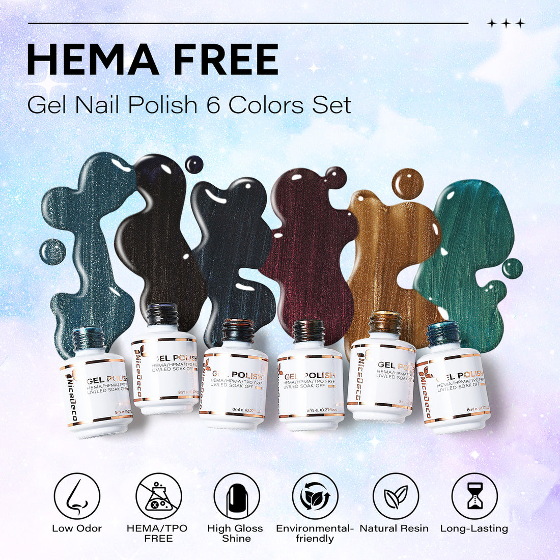 6-44 NiceDeco HEMA-Free Cat Eye Gel Polish Set