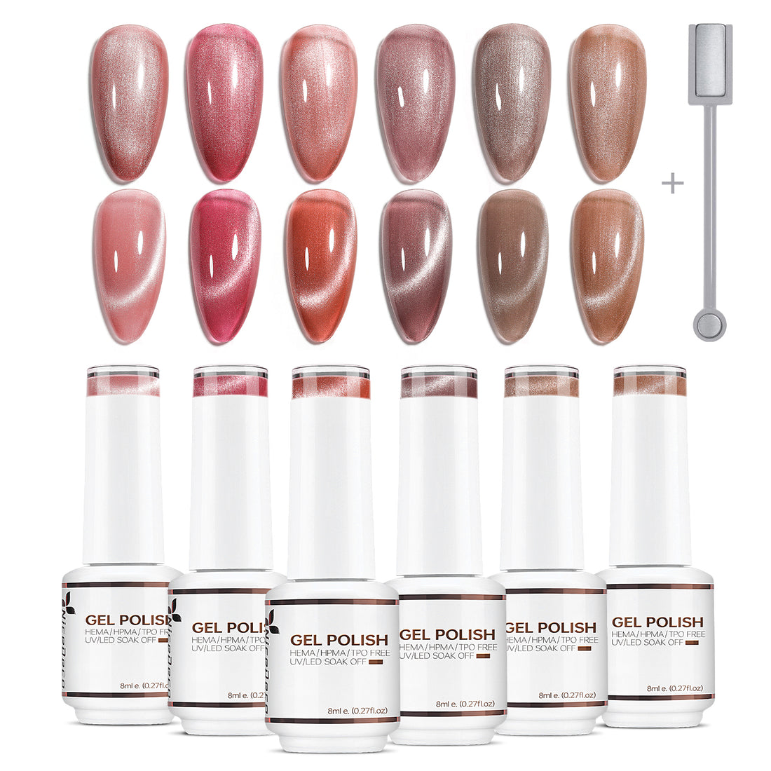 6-30 NiceDeco HEMA-Free Cat Eye Gel Polish Set (8ml*6)