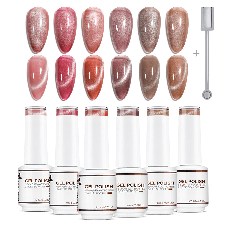 6-30 NiceDeco HEMA-Free Cat Eye Gel Polish Set (8ml*6)