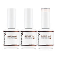 NiceDeco HEMA-free Gel Polish Set -  Base Coat + Top Coat + 8 in 1 Builder Base Gel (NB09)