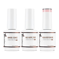 NiceDeco HEMA-free Gel Polish Set -  Base Coat + Top Coat + 8 in 1 Builder Base Gel (NB14)