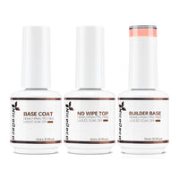 NiceDeco HEMA-free Gel Polish Set -  Base Coat + Top Coat + 8 in 1 Builder Base Gel (NB17)