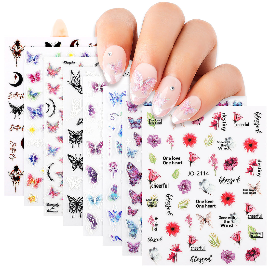 Nicedeco 15 Sheets Butterfly Nail Art Stickers 002