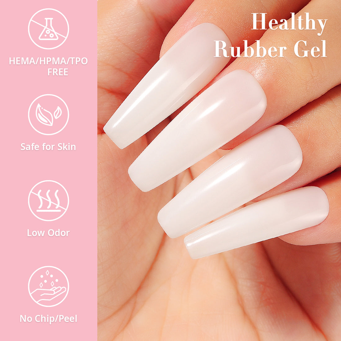 NiceDeco HEMA-free Gel Polish Set -  Base Coat + Top Coat + Rubber Base (NR03)