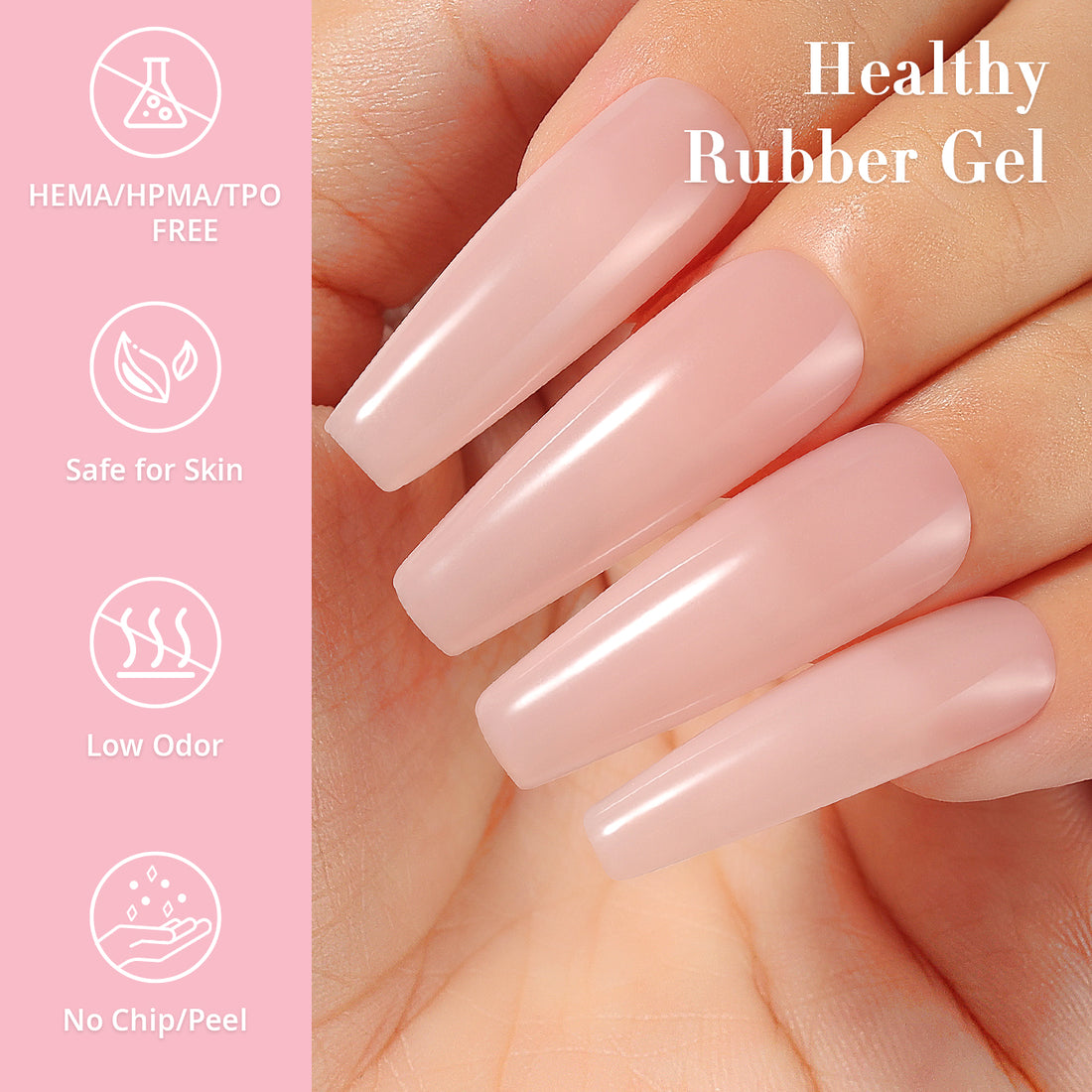 NiceDeco HEMA-free Gel Polish Set -  Base Coat + Top Coat + Rubber Base (NR06)