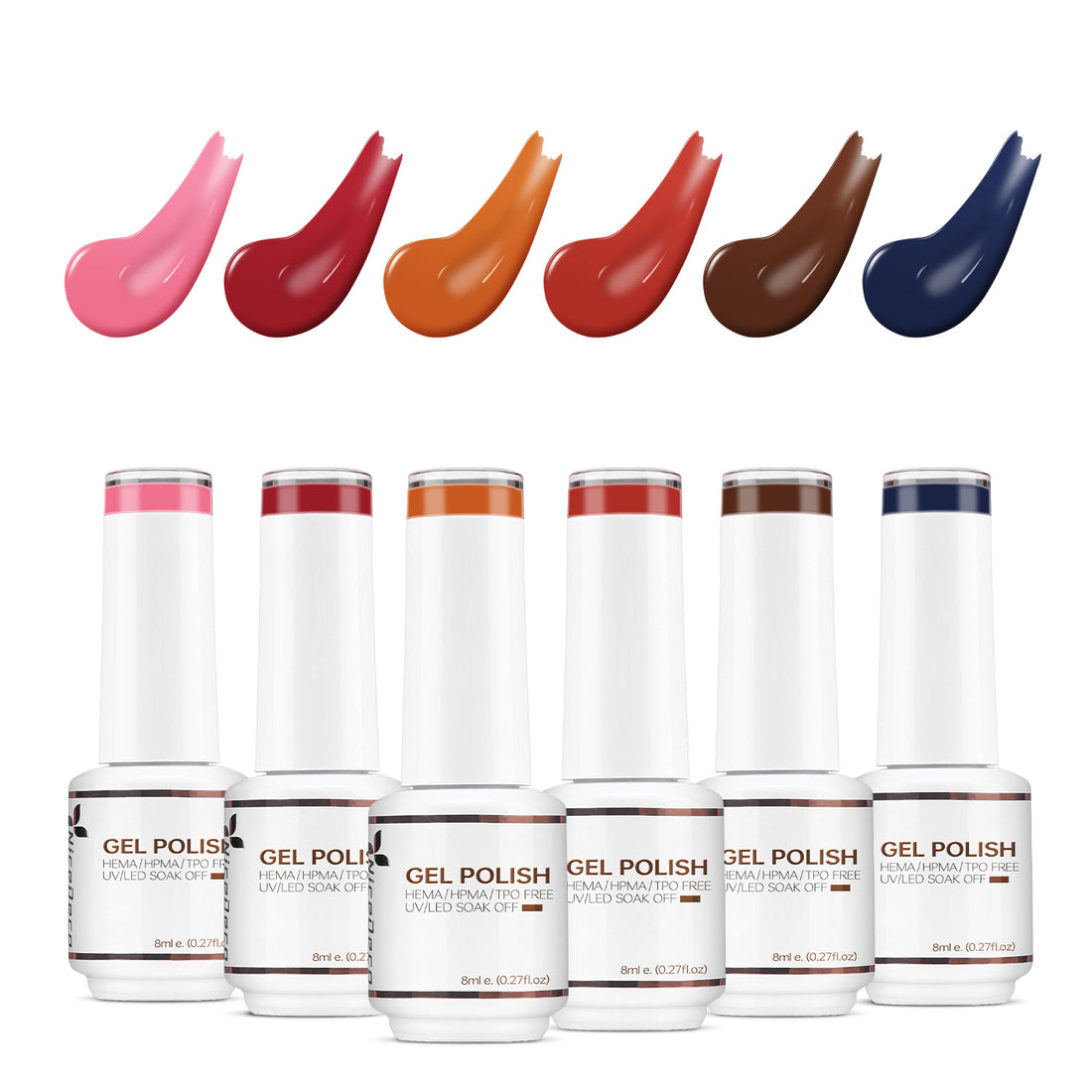 6-10 NiceDeco HEMA-Free Gel Polish Set (8ml*6) is free of HEMA/HPMA/TPO. Get a subtly stunning manicure with our NiceDeco HEMA-Free Gel Polish Set. This set includes 6 shades with a touch of shimmer, perfect for a low key but glamorous look. (No need to be extra, just extra fabulous.)