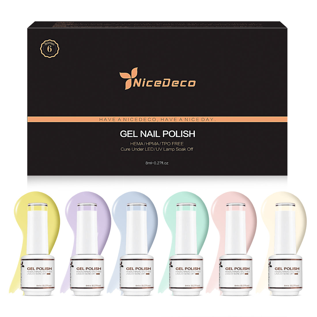 6-1 NiceDeco HEMA-free Gel Polish Set (8ml*6)