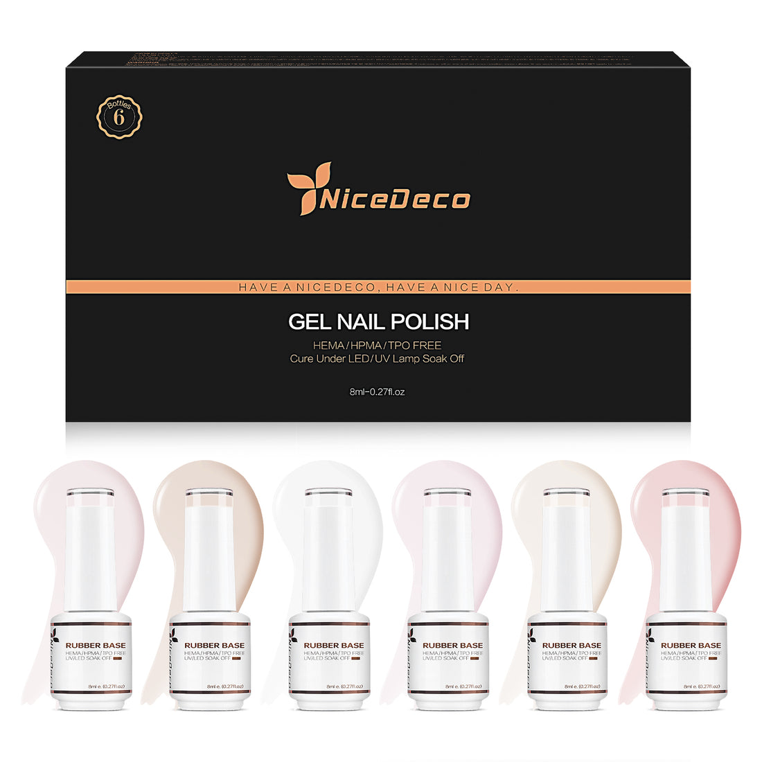 6-33 NiceDeco HEMA-Free Rubber Base Set (8ml*6)