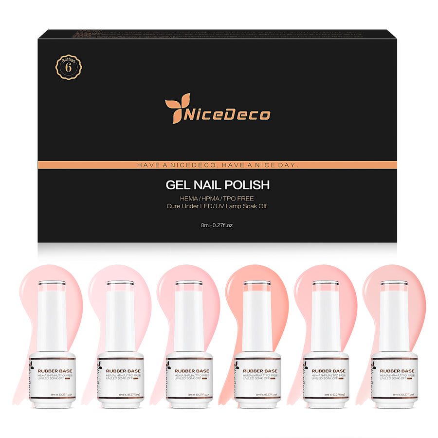 6-37 NiceDeco HEMA-Free Rubber Base Set (8ml*6)