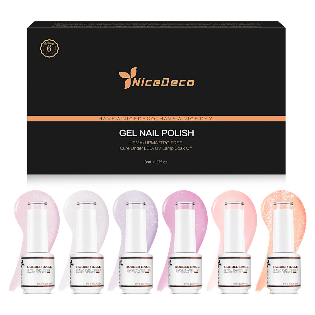 6-38 NiceDeco HEMA-Free Rubber Base Set (8ml*6)