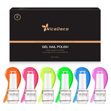 6-3 NiceDeco HEMA-free Gel Polish Set (8ml*6)