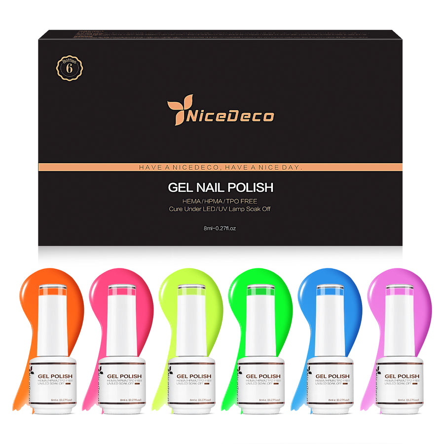 6-3 NiceDeco HEMA-free Gel Polish Set (8ml*6)