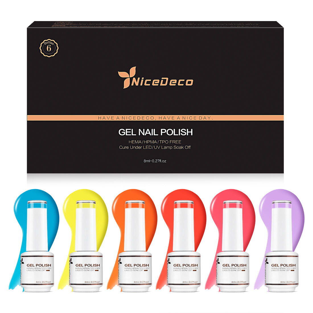 6-4 NiceDeco HEMA-free Gel Polish Set (8ml*6)